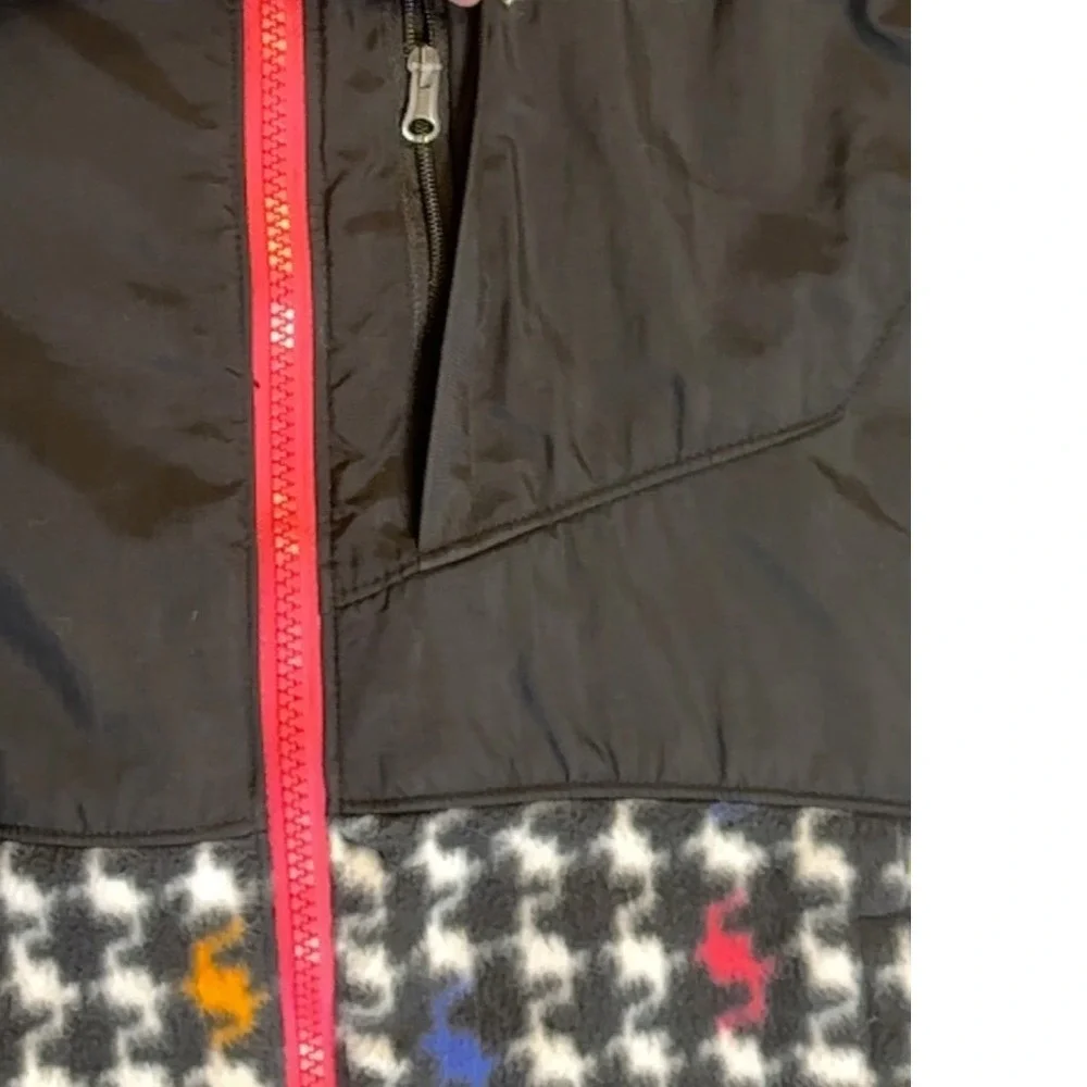 Columbia Interchange Fleece‎ Jacket Houndstooth Black Pink Youth Size 14/16